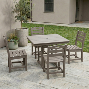 Antique Wood Color HDPE 5-Piece Outdoor Patio Dining Set