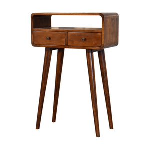 Solid Wood Mini Console Table, 2 Drawers, 1 Open Slot