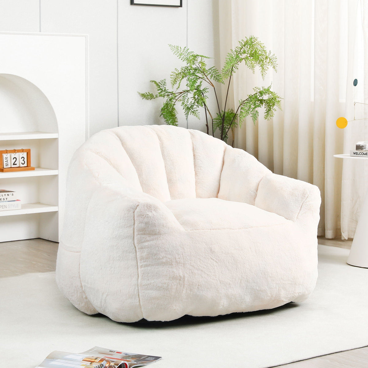 Beanbag Chair, Beanbag Sofa Chair With Armrests Stuffed High Density Foam