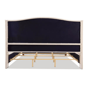 Marcella Upholstered Shelter Headboard Bed Set, King, Sky Neutral Beige Polyester