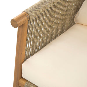 Modern Outdoor Woven Lounge Chair With Solid Frame And Cushions