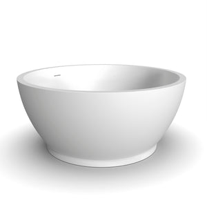 52.7 Inch Round Freestanding Soaking Bathtub with Solid Surface - Matte White