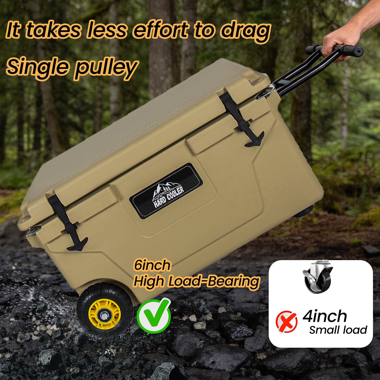 65 Quart Khaki Cooler - Ultra-Tough Hard Shell Ice Chest