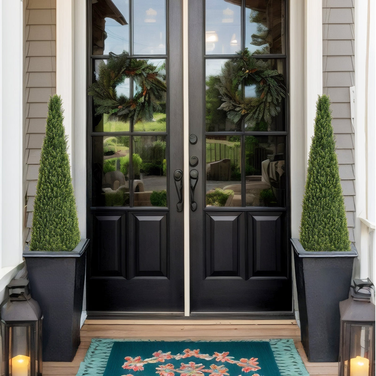 5FT Conical Topiary Cedar Trees Artificial Outdoor Lifelike Faux Evergreen