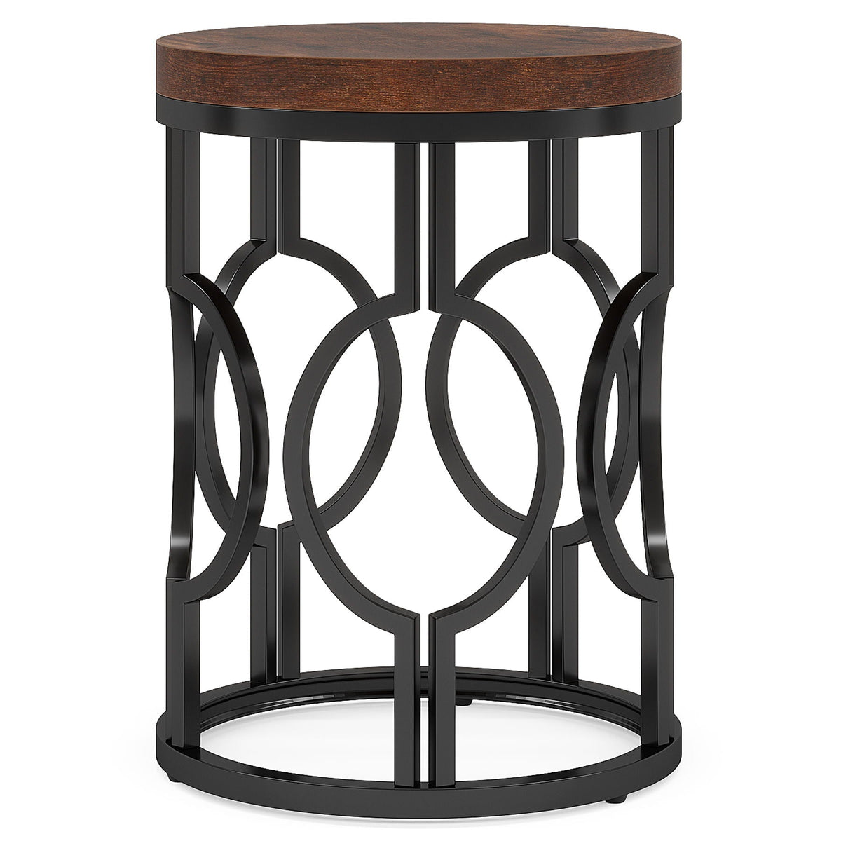 Round End Table Nightstand For Living - Brown / Black