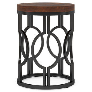 Round End Table Nightstand For Living - Brown / Black