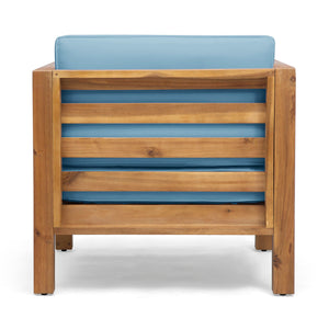 Outdoor Acacia Wood Patio Chair With Fabric Cushion