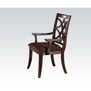 Keenan - Arm Chair (Set of 2) - Brown Microfiber & Dark Walnut