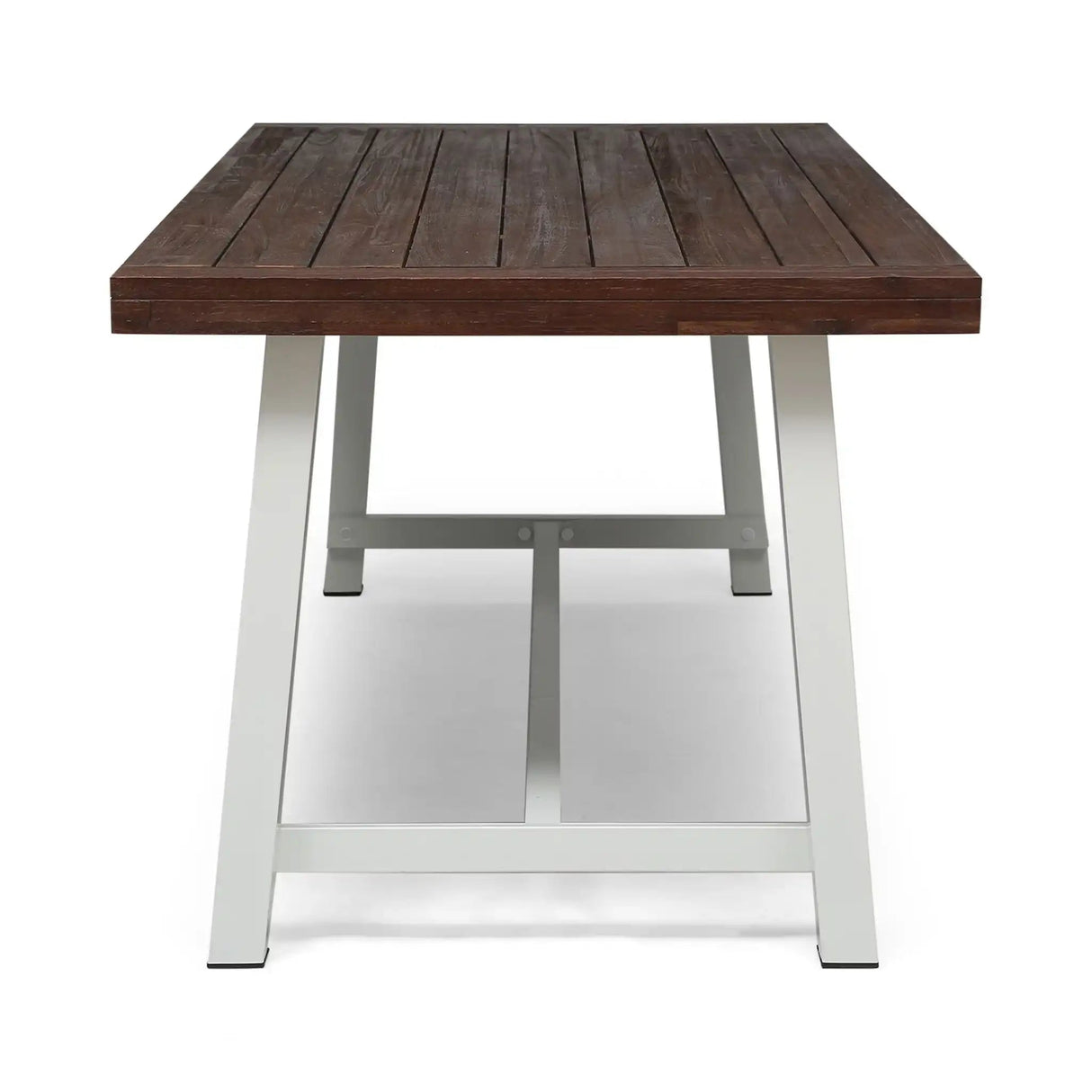 Equilibrium Outdoor Dining Table with Wooden Frame and Slat Top