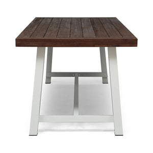 Equilibrium Outdoor Dining Table with Wooden Frame and Slat Top