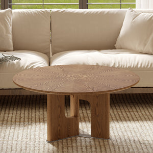 Rustic Ash Wood Veneer Coffee Table