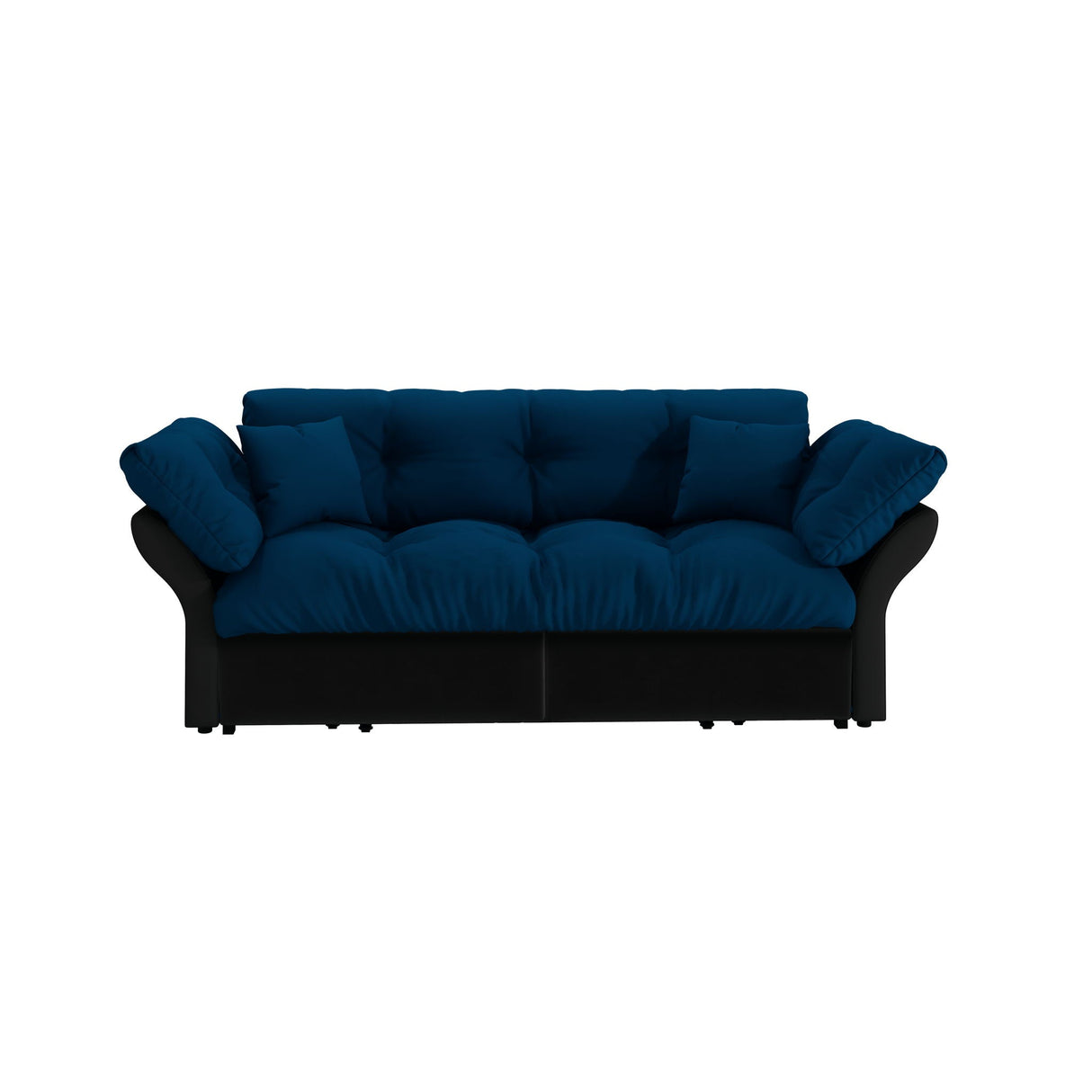 Queen Pull Out 3-in-1 Convertible Sleeper Tufted Sofa & 2 Soft Pillows