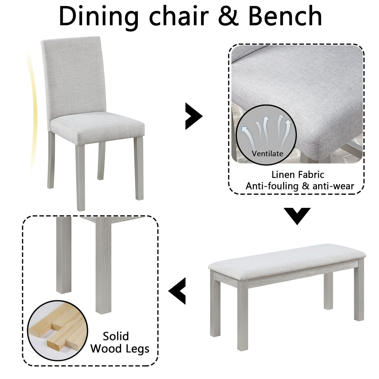 Dining Table Set With Crystal Decoration And Upholstered Chairs