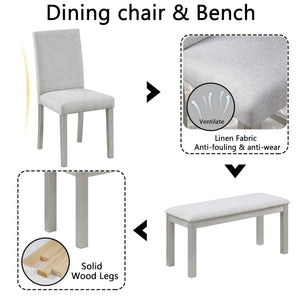 Dining Table Set With Crystal Decoration And Upholstered Chairs