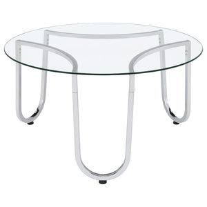 Beller Round Tempered Glass Top Cocktail Coffee Table Chrome