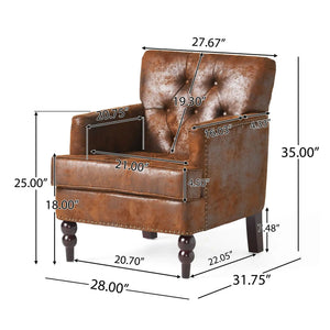 Vitality Club Chair With Button Tufted Diamond Stitching And Turned Legs