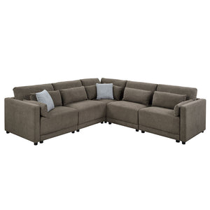 Rylie - Modular Armless Chair With Pillow - Brown Linen