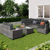 8-piece outdoor wicker round sofa set, half-moon sectional set all weather