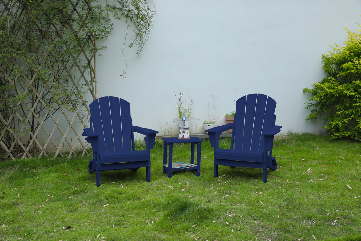 3-piece folding adirondack chair set with side table