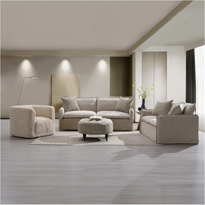 Upendo - Sofa With 2 Pillows - Beige Linen