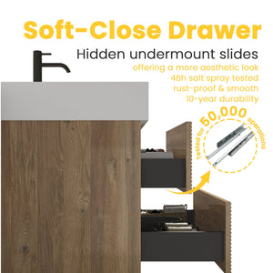 Grace 72" Bathroom Vanity with Silent DTC Soft-Closing Drawers