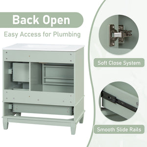 Freestanding Bathroom Vanity With Sink, Soft Close Door, 3 Drawers