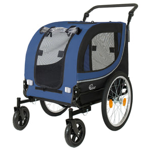 2-in-1 Bike Trailer & Pet Stroller with Steel Frame - Dark Blue, Red, or Gray