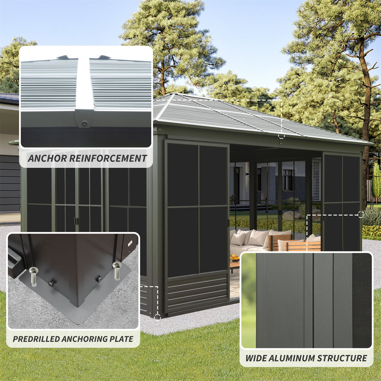 12x14FT Outdoor Sunroom Gazebo
