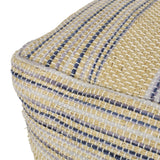 Western Handcrafted Fabric Pouf Durable Natural and Blue