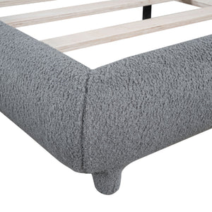 Upholstered Platform Bed With Thick Solid Frame And Stylish Curve-Shaped Design