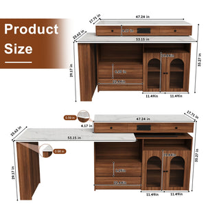 Extendable Kitchen Island with Rotating Table
