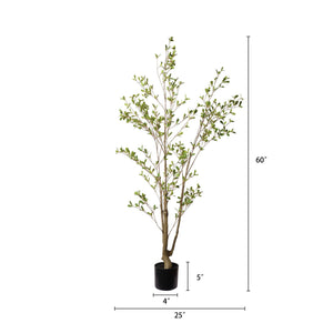 Lifelike Artificial Olive Tree with Plastic Pot for Home Living Room Decor