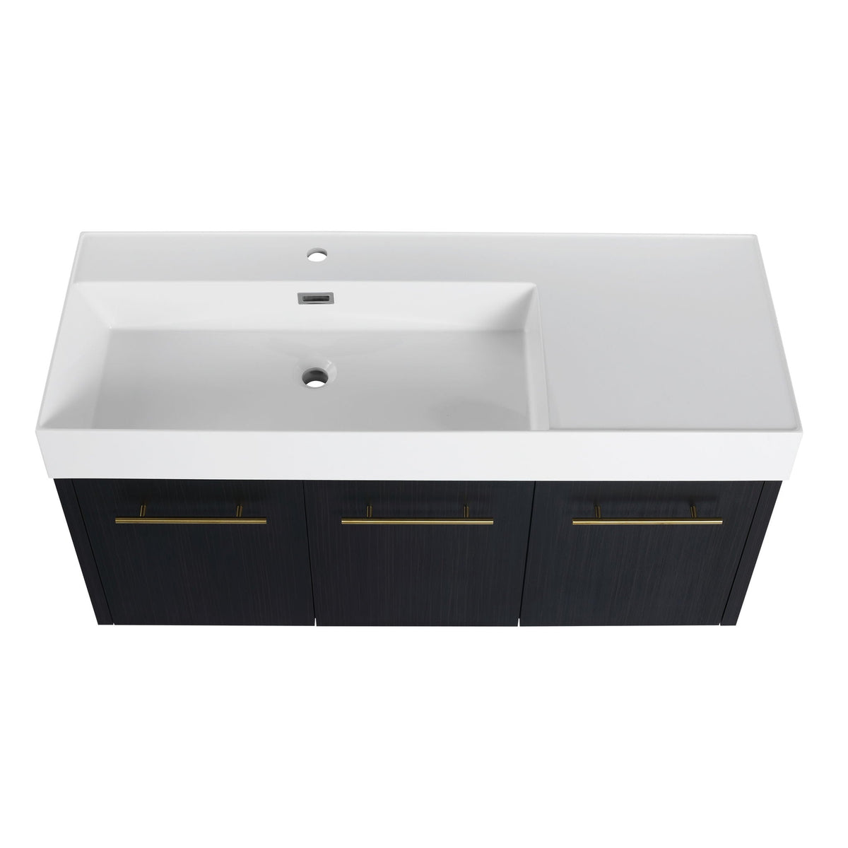 Contemporary 48" Wall Mounted Bathroom Vanity With Resin Sink And Soft Closing Doors And Line - Black Chestnut