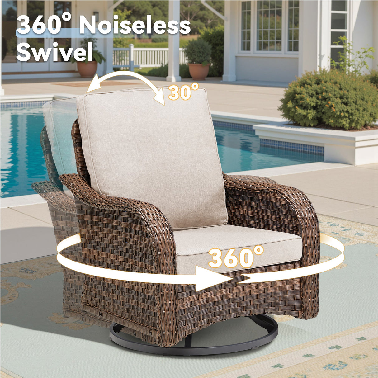 3 Pieces Outdoor Furniture Set, Outdoor Swivel Gliders Rocker