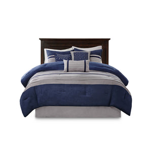 7 PC Pieced Faux Suede Comforter Set