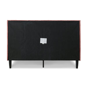 Aspen Vertical Tufted Headboard Platform Bed Set, Queen, Ash Rose Pink Velvet