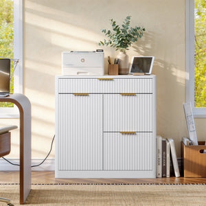 Freestanding Office File Cabinet with Built-in Charging Station