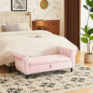 Luxurious Multifunctional Storage Ottoman Bench With Pillow