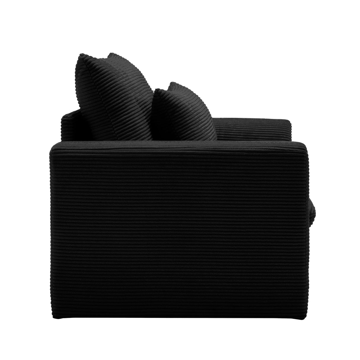 Black Corduroy Deep Seat Single Sofa Accent Chair