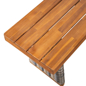 Outdoor 1pcs Acacia Wood Bench, Teak Finish
