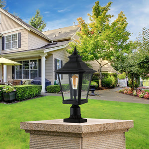 21' Outdoor Post Lantern Light 2-Pack – Vintage Black Metal & Clear Glass
