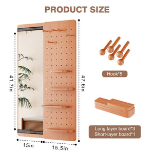 Wall Mounted Full Length Mirror With Shelf And Hook