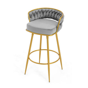 Modern Low Back Upholstered Counter Height Bar Stools (Set of 2)