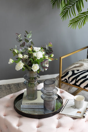 D5.9x11.8'H Fluted Accent Vases with Ribbed Design, Set of 2