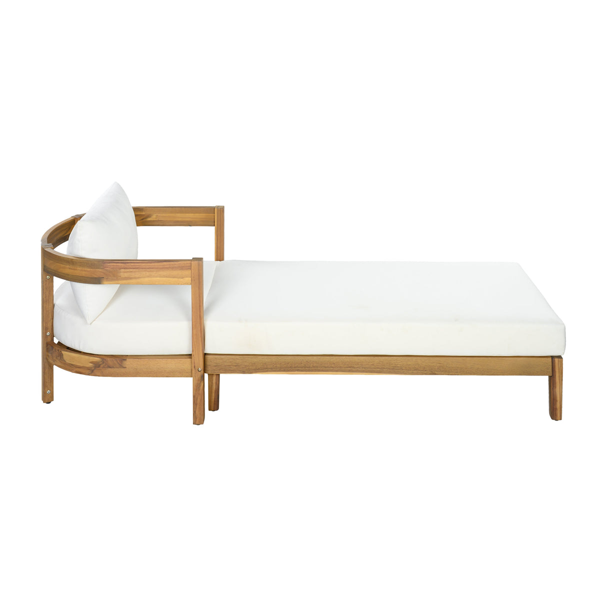 78" Acacia Wood Outdoor Chaise Lounge Chair
