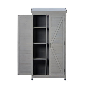 Outdoor Storage Shed With Vertical Tool Cabinet For Backyard