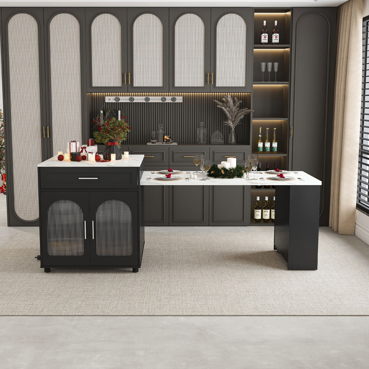 Expandable Kitchen Island With Power Outlet