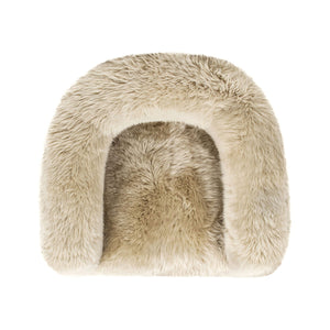 Genuine Sheepskin Fur Split Barrel Back Accent Chair with Sculptural Base - Natural Blonde