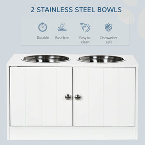 Large Elevated Dog Bowls with Storage Cabinet - Stainless Steel Feeder