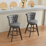 26" Counter Height Bar Stools Set of 2 with 360° Swivel and Velvet Upholstery